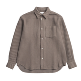 Ole Oversized Wool Stripe Shirt - Seal Brown