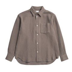 Ole Oversized Wool Stripe Shirt - Seal Brown