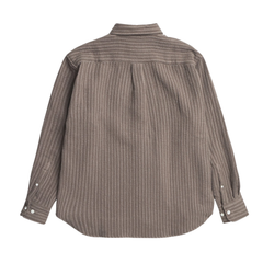 Ole Oversized Wool Stripe Shirt - Seal Brown