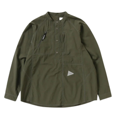 Stretch Rip Band Collar Shirt - Dark Khaki