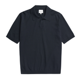 Leif Cotton Linen Polo - Dark Navy