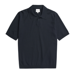 Leif Cotton Linen Polo - Dark Navy
