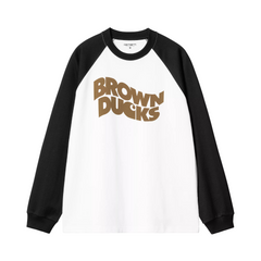 L/S Brown Ducks Baseball T-S - White/Black