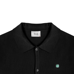 Half Sleeve Knit Logo Polo - Black