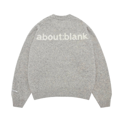 Mohair Knitted Logo Crewneck - Grey/Ecru