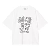 S/S Hackwork T-Shirt - White Heavy Stone Wash