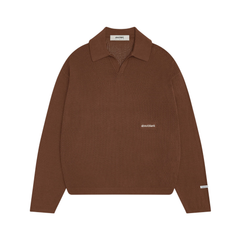 Resort Long Sleeve Knit Polo - Brown