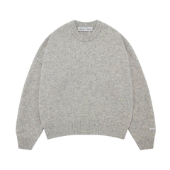 Mohair Knitted Logo Crewneck - Grey/Ecru