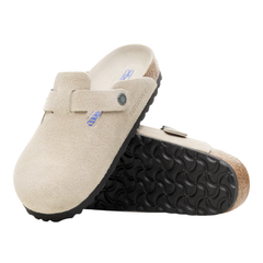 Boston Soft Footbed Suede Leather - Oyster Tonal