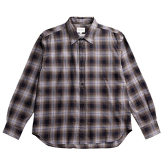 Falster Fine Cotton Flannel Check Oversize Shirt - Darkest Purple