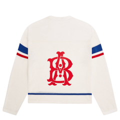 Knitted Hockey Top - Oat/Red/Blue