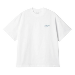 S/S Signature Script T-Shirt - White/Dusty Ice