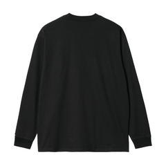 L/S Script Embroidery T-Shirt - Black/White