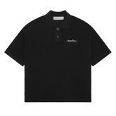 Pique Knitted Polo - Black/Ecru