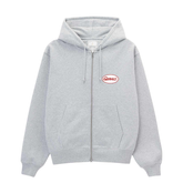 Oval Patch Zip Hooded Sweatshirt - Heather Grey