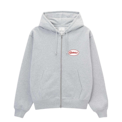 Oval Patch Zip Hooded Sweatshirt - Heather Grey