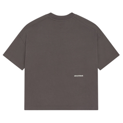 Mock Neck T-shirt - Charcoal/Ecru