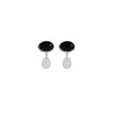 Embleme Onyx Earrings- Silver/Onyx/Agate