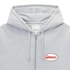 Oval Patch Zip Hooded Sweatshirt - Heather Grey