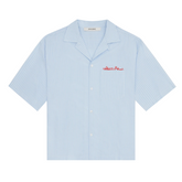 Script Short Sleeve Shirt - Blue/White