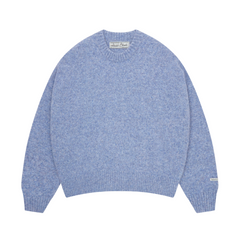 Mohair Knitted Logo Crewneck - Blue/Ecru
