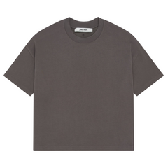 Mock Neck T-shirt - Charcoal/Ecru