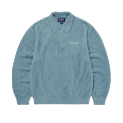 SCT-Logo Shaggy Knit Polo - Light Blue