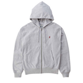One Point Zip Hooded Sweatshirt - Ash Heather