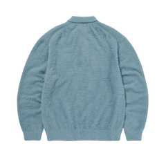 SCT-Logo Shaggy Knit Polo - Light Blue