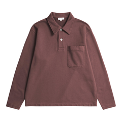 Fraser Relaxed Organic Loopback LS Polo - Mahogany
