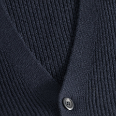 Loki Wool Cotton Rib Cardigan - Dark Navy
