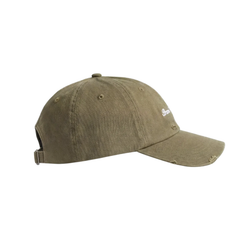 Distressed Script Logo Cap - Olive Green