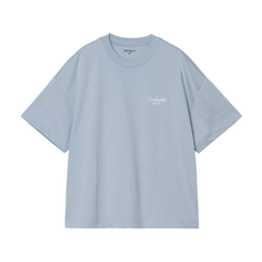 S/S Signature Script T-Shirt - Frosted Blue/White