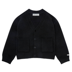 Mohair Knitted Logo Cardigan - Black/Ecru