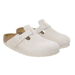 Boston Soft Footbed Suede Leather - Antique White