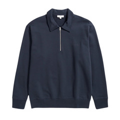 Ketel Relaxed Organic NORSE Logo Half Zip - Dark Navy