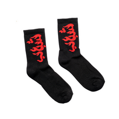 Black / Red Logo Socks
