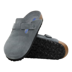 Boston Soft Footbed Suede Leather - Basalt Gray Tonal