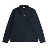 Fraser Relaxed Organic Loopback LS Polo - Dark Navy
