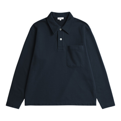 Fraser Relaxed Organic Loopback LS Polo - Dark Navy