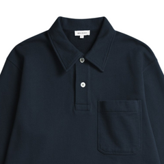 Fraser Relaxed Organic Loopback LS Polo - Dark Navy