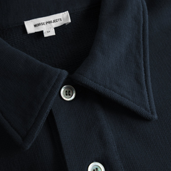 Fraser Relaxed Organic Loopback LS Polo - Dark Navy