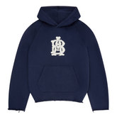 Monogram Cut Off Hoodie - Navy