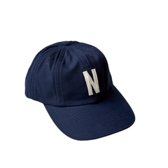 Light Canvas Felt N 8 Panel Cap - Dark Navy