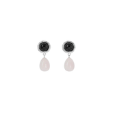Emma Blush Earrings - Silver/Rose Quartz/Onyx Stone