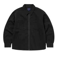 Washed Denim Zip Shirt - Black
