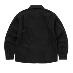 Washed Denim Zip Shirt - Black