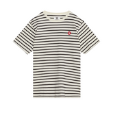 Ace Badge Red & White Logo T-Shirt- Off-White/ Black Stripe