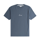 Johannes Organic Chain Stitch Logo T-Shirt - Steel Blue