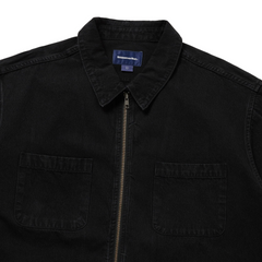 Washed Denim Zip Shirt - Black